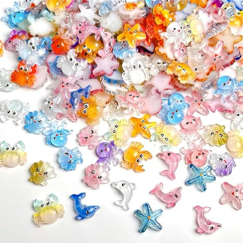 BrKern 300x Mini Figuren Meerestiere Set – Aquarium Figuren aus Harz, Deko Fische & Mini Tiere für Aquarien, Miniaturlandschaften & DIY-Projekte