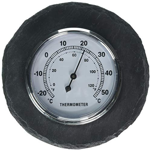 Esschert Design Schiefer Thermometer rund, schwarz, 10 x 4 x 10, LS226