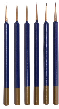 6 Rotmarder Marderhaarpinsel Set Rotmarderhaar Grösse 10/0, 5/0, 4/0, 000, 00 und 0 für Künstlerpinsel Modellbau, Ölfarben, Aquarellpinsel Pinselset