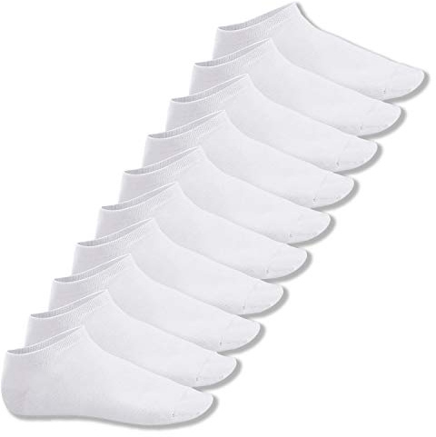 Footstar sneakers för män och kvinnor (10 par), korta sportstrumpor av bomull – Sneak It!, Vit, 43-46 EU