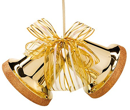 Happy People 42743 Tib Heyne - Doppelglocke mit Glitterrand, 1 Stück, 30 x 23 cm, Gold