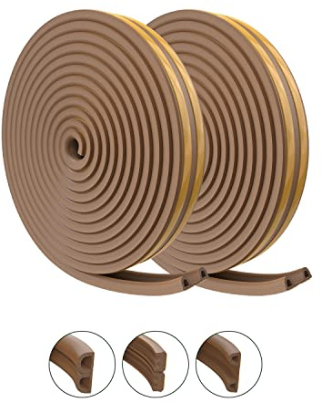 Nematek - Gummidichtung selbstklebend - Fenster Dichtungsband P-Profil schnell montiert - Türdichtung Dichtungsband idealer Zugstopper - Dichtband selbstklebend (braun - P-Profil 3-5 mm)