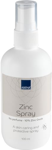 Abena Zinc Spray, 100ml, Ideal for Sensitive and Delicate Skin, Wound Healing Cream in a Convenient Spray Bottle with 10% Zinc Oxide and No Fragrance Or Colour