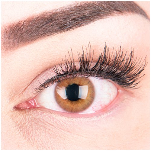 GLAMLENS Lenti a contatto colorate marrone chiaro Rose Brown - mensili - con porta lenti a contatto - marroni naturale in silicone idrogel - 2 pezzi - DIA 14.0 - senza correzione 0.00 diottrie