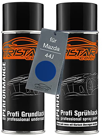 TRISTARcolor Autolack Set Spraydosen für Mazda 44J Dynamic Blue Perl | Set aus Grundlack + Basislack, Sprühdosen 400ml