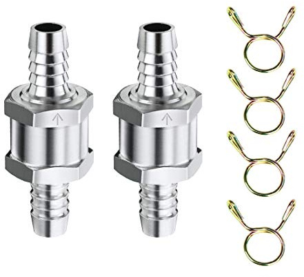HONGECB 2 Piezas 6mm Válvula de Retención de Combustible de Aluminio, Válvula Antirretorno de Retorno de Combustible, Para Gasolina Diesel Oil Carburador, Con clip de resorte