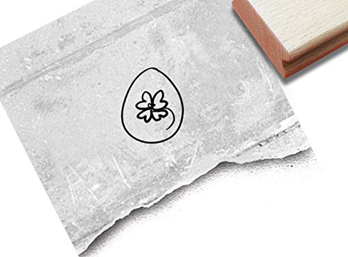 Stempel Osterstempel Ostereier - Motivstempel Ostern Osterkarten Geschenkanhänger Basteln Osterdeko Servietten Tischdeko Scrapbook - zAcheR-fineT (Osterei mit Kleeblatt - 14 x 17 mm)