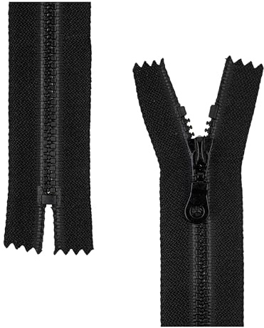 Nicht teilbarer Reißverschluss, 2 Stück, 30 cm Schienenlänge, in Schwarz, #3 RV Größe, 4,5 mm Schienenbreite, 30 mm Bandbreite, Ersatz Reissverschluss Kunststoff, Kunststoffreissverschluss # 3 Grösse