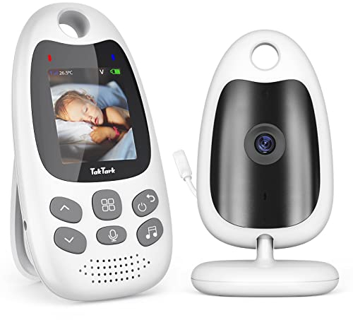 TakTark Babyphone mit Kamera, Babyfon mit Kamera 2'' Video Baby Monitor, Kamera und Audio Babyphone mit VOX Funktion, Gegensprechfunktion, Nachtsicht, Temperaturüberwachung