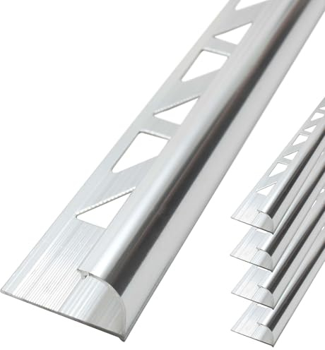 Dalsys 5x Fliesenschiene 2,5m x 10mm Silber matt Alu | Viertelkreisprofil, Rundprofil, Halbrundprofil, eloxiert, für Fliesen und Bodenbeläge, Kantenschutz