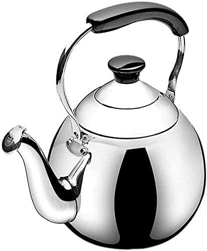 Teekanne für Herdplatte Edelstahl Pfeifkessel Tee Wasserkanne Pfeifkessel Herdkessel Silber Teekannen Wasserkocher Gas Induktionsherd Teekessel (4l)
