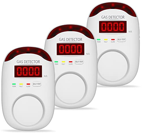 3 Packs Natural Gas Detector - Gas Leak Detector for Home,RV, Gas Detectors for Home Natural Gas,Combustible Gas Detector for LNG, LPG,Propane,Methane