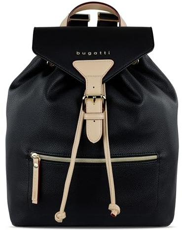 bugatti Ella, kleiner eleganter Damen-Rucksack, stylischer City- und Tagesrucksack, schwarz