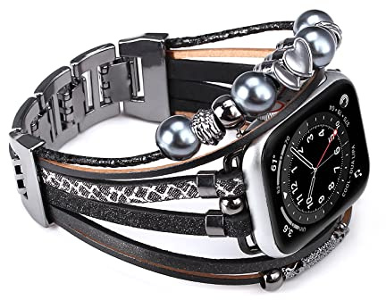 Wingoden Posh Leather Band Compatible with Apple Watch Band Bracelet 38mm 40mm 41mm 42mm 44mm 45mm 46mm 49mm for Women Men, Wrap Boho Watch Strap for iWatch Band Series 11 10 9 8 7 6 5 4 3 SE3 Ultra 3