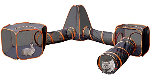 Outdoor-Katzengehege, 6-In-1-Katzenzelte Und Spieltunnel Für Katzen, Kaninchen, Frettchen Und Kleintiere, Einfach Zu Montieren
