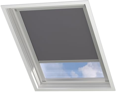 Radeco® Dachfenster verdunkelungsrollo für Velux SK01 hellgrau mit Führungsschiene, Rollo für dachfenster, velux dachfenster Rollo, verdunklungsrollo für velux