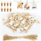 Hengxinc 128 Pezzi Mollette Legno Piccole Amore 30MM per Matrimonio, Foto, Polaroid Con 10M Jute String - DIY Mini Mollette per Esposizione a Parete (Bianco)
