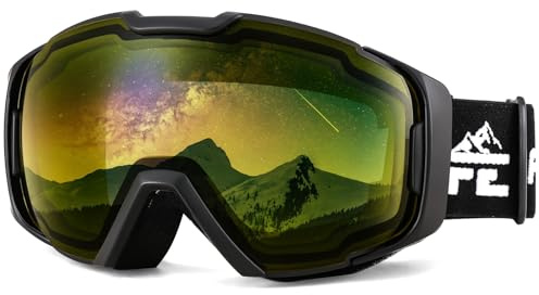FEISEDY Skibrille Snowboard Brille für Herren Damen Sportbrille B2961 | Schneebrille für Brillenträger, Anti Fog & UV Schutz, OTG Design, für Winter Skifahren Fahrrad