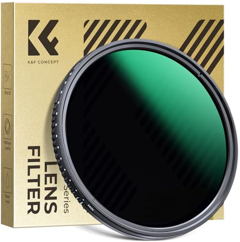K&F CONCEPT Ø72mm Filtre ND2-400 Variable 1-9 F-Stops Densité Neutre | Nano-revêtement,Étanche,Verre optique,Résistant à l’huile et aux rayure,Cadre CNC Antidérapant,D Série,FN501