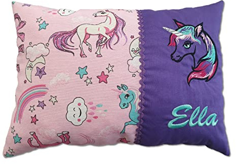 Kissen mit Namen, Schmusekissen Einhorn Lila