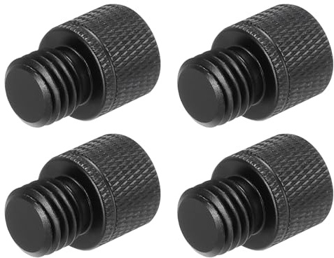 sourcing map Mikrofonständer-Adapter, 3/8-Zoll-Buchse auf M12-Außengewinde, Schraubenadapter, Aluminiumlegierung, für Mikrofonstativ, Schwarz, 4 Stück