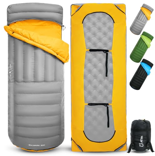 ATEPA Down Sleeping Bag for Backpacking Ultralight 650 FP, 20℉/30℉ 3/4 Season 2-Piece Sleeping Bag Recyclable Material with Compression Sack, as Blanket
