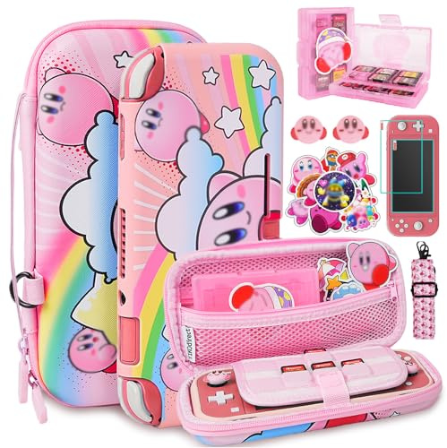 TIKOdirect Housse de transport pour Switch Lite, joli sac de voyage portable antichoc avec housse de protection douce, protections d'écran, jolis couvercles de préhension pour le pouce et housse