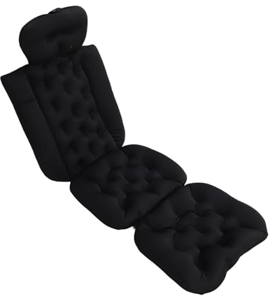 Ganzkörper-Badekissen, Badewannenkissen für die Badewanne, 132 cm, luxuriöses Spa-Badewannenkissen für Kopf-, Nacken-, Schulter- und Rückenstütze, Spa-Zubehör (Black)