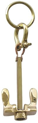 NKlaus Grand porte-clés ancre en laiton - 11 x 4 cm - Décoration rétro nautique - Symbole maritime 16010, or, M