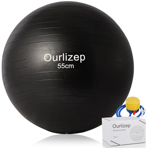 Ourlizep Gymnastikball Including Ball Pump, peziball gymnastikbälle Sitzball 55 65cm, für Fitness, Yoga, Gymnastik, Core Training Büro Pregnancy Ball (Dunkelgrau 55cm)