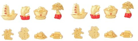 OFFSCH 2 Sets Ornamente Für Das Chinesische Neujahr Simulierter Baum Maskottchen Fisch Glückverheißendes Segelboot Frühlingsfest-Dekorationen Für Zuhause 8 Stück X 2