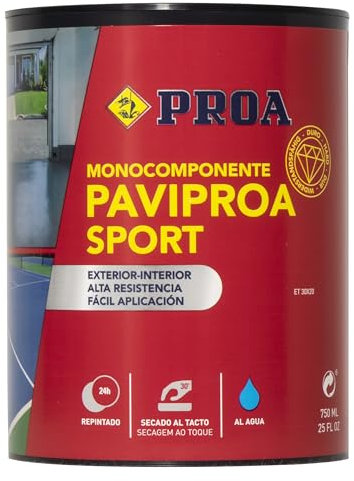 Pintura monocomponente para suelos y garajes al agua. Rojo Óxido. 750 ML. Exterior-interior. PAVIPROA SPORT.