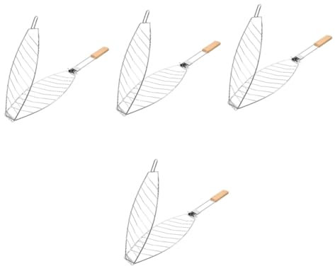 IMIKEYA 4pcs Portable Fish Grill Basket Grilling Baskets for Barbecue Clip Style BBQ Rack Mesh