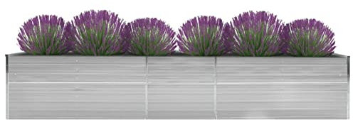 Xichuzi Garten-Hochbeet Verzinkter Stahl 400x80x45 cm Grau, Palettenrahmen, Hochteich, Gemüsebeet, Kräuterregal Balkon, Blumenbeet, Kräuterspirale, Tomatenbeet, Pflanzhochbeet - 47056