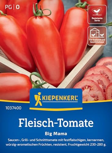 Kiepenkerl Fleisch-Tomatensamen Big Mama 1037400 - festfleischig - Kernarm - würzig- aromatisch - resistent - Saatgut, Samen Gemüse, Gemüsepflanzen | ertragreich, für Freiland und Gewächshaus, ideal zum Frischverzehr, robuste Sorte, einfache Aussaat