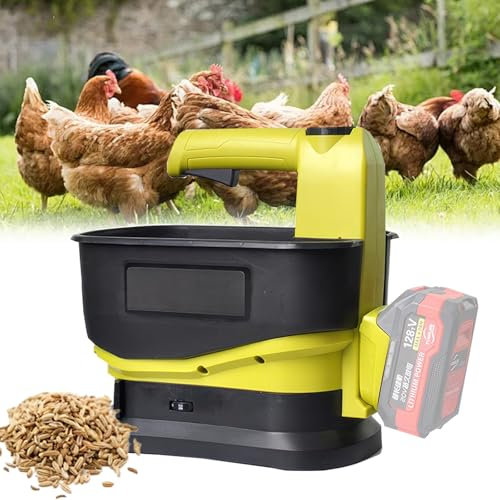 ELIKBH Spandiconcime Alimentato a Batteria, Spandiconcime Portatile da 5,5 Litri, Spandiconcime Alimentato a Semi di Prato, Larghezza di Diffusione Regolabile per Semi, Cibo