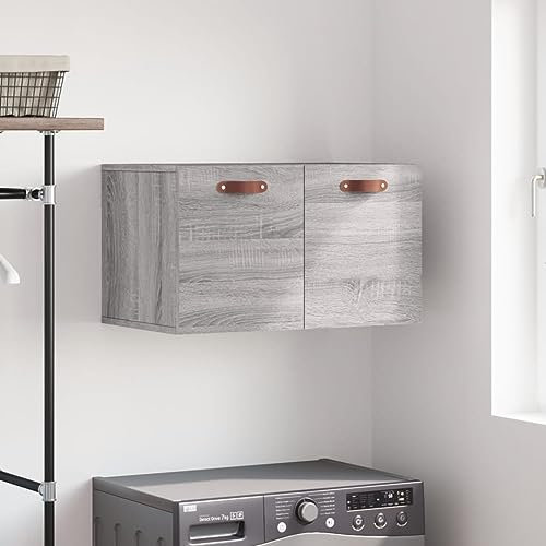 Grauer Wandschrank, 60 x 36,5 x 35 cm, abschließbare Aufbewahrungsschränke und Schließfächer aus robustem Holzwerkstoff, ideal für Zuhause oder Büro