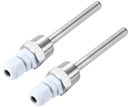 QUARKZMAN Lot 2Pcs Puits Thermométriques G1/2 8 Mm Diamètre, Sans Soudure, en Acier Inoxydable 304, avec Presse-Étoupe, Longueur 100 Mm, pour Fermenteur Bière, Blanc