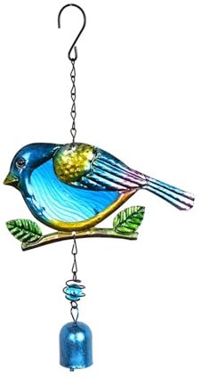 Carillon à vent fait à la main en forme d'oiseau pour mur, fenêtre, porte, clochette à vent, ornements vintage à suspendre pour la maison, campanule (34 cm)