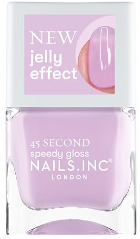 Nails Inc Ready To Jelly, Sheer Lilac Purple, Fast Drying, Long Lasting, High Shine, Chip Resistant, Translucent Jelly Effect, Air Dry Manicure, Cruelty Free, Jel Oh Jel Nail Polish, 14 ML