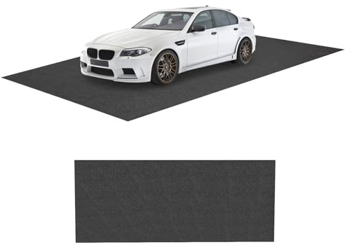 SOARS Autoteppich, rutschfest, wasserdicht, Schutz vor Schlamm, Schnee, Öl und Wasser, leicht zu schneiden, Polyester- & LDPE-Stoff, für Garage, Haus, Büro, Schwarz (600 x 220 cm)