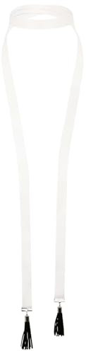 KnSam Halsband Damen Schwarz Weiß, Quaste Verstellbare Kropfband Schmuck Samt Choker-Halskette für Frauen, 141CM