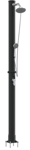 vidaXL Douche Solaire extérieure Noir 217 cm PVC et Aluminium, Douche Moderne pour Jardin, terrasse, cylindrique, écolo, Durable, rotative, détente Estivale, Usage extérieur