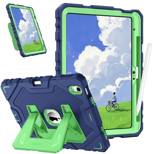 FINTIE Kid-Friendly Case for iPad (A16) 11th Gen 11 Inch, iPad 10th Gen | for iPad 10th Generation 10.9, Rugged Heavy Duty Shockproof Kickstand Cover, Portrait & Landscape Viewing, Navy-Green