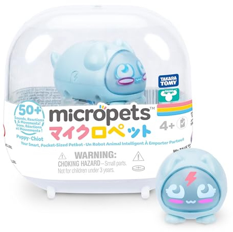 Micropets Puppy Interactive Electronic Robot Pet, 50+ Reactions | 5 levels of pet play with lights, sounds, reactions and movement; kawaii collectible toy for ages 4+