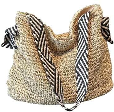 TAFALSPING Stroh Handtasche, Strohtasche Umhängetasche Reißverschluss, Sommer Strandtasche Damen, Böhmische, Geflochten Basttasche für Reisen Strand | strandtasche damen