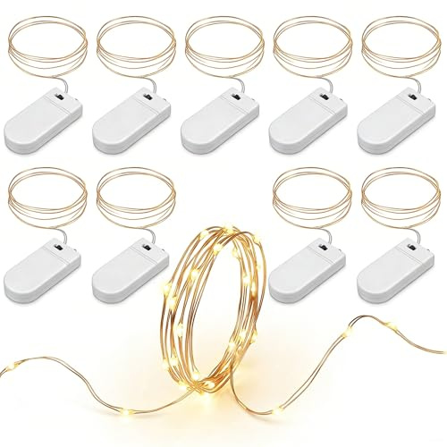 10 Lichterkette Batterie 2m 20 LED Warmweiss Kupferdraht Zimmer Innen | Gemutlich licht warm, draht biegbar kupfer, betrieben akku, raum schmuck, stimmungsvoll ambiance, weihnachten deko