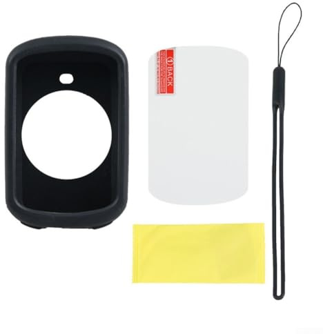 Para Garmin Edge 530 Compatible Silicona Case Plus Protector de pantalla de vidrio templado para dispositivos de navegación de bicicleta al aire libre (negro)