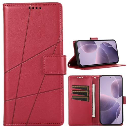 BAILI Funda para Motorola Moto E20/E30/E40, Soporte, Ranuras para Tarjetas, Funda con Patrones de líneas Compatible con Motorola Moto E20/E30/E40-Rojo