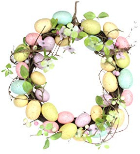 GISELA PASTEL EGG WREATH W FLOWERS 40CM (11989172)